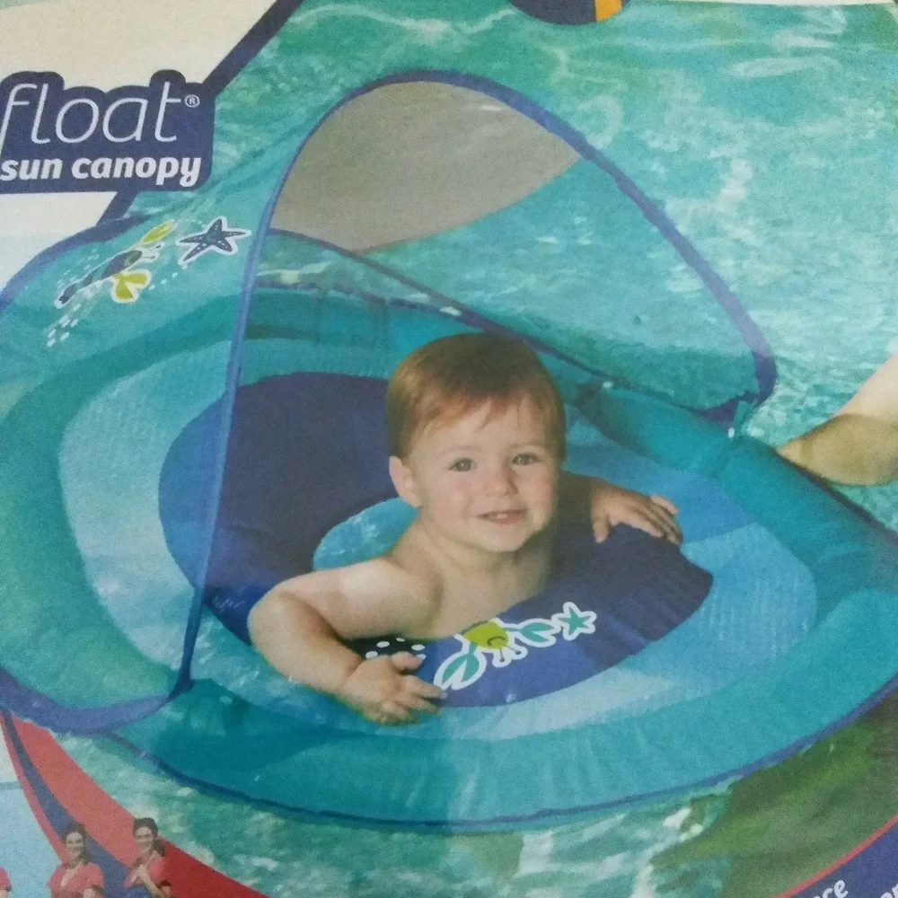 New SwimWays Baby Spring Float Sun Canopy BLUE * Swim Step 1 for 9-24 Months